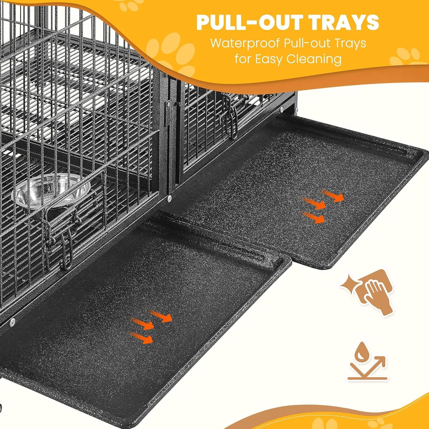 Yaheetech Stackable Dog Crate with Divider 43'' Rolling Heavy Duty Dog Cage with Open Top/ 2 Removable Trays for Small/Medium Dog