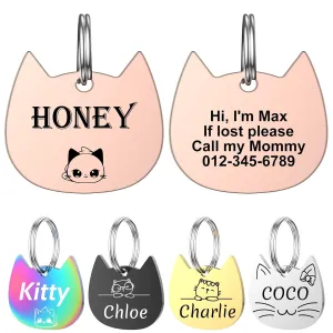 YEHANTI Cat Tags Personalized Cat Dog Pet ID Tag, Stainless Steel Cat Collar with Name Tag, Double-Sided Engraving Pet Tags for Cats Kitten Kitty, Cat Tags Engraved for Pets with lovely Icons